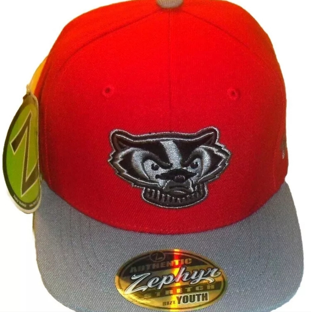 Wisconsin Badgers Kids Youth Zephyr Stretch Fit hat New Ncaa